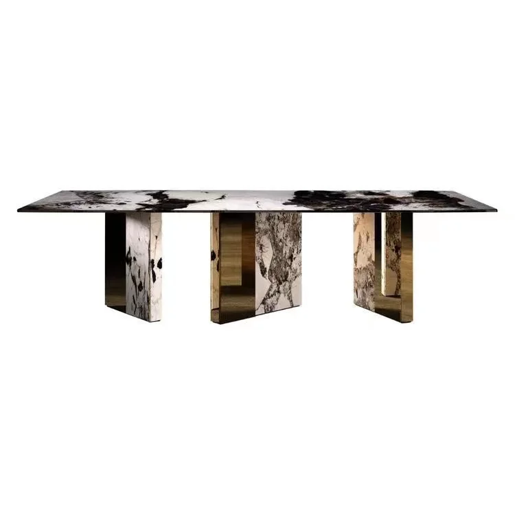 Personalized custom made rose gold console table meeting room gold plated table marble goldstainless steel table