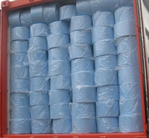 Blue White General Cleaning Wiper Roll , Lint Free Nonwoven Industrial Paper Wiper Roll,SMT Wiper Roll