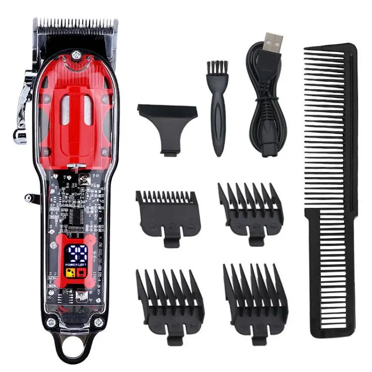 Professional Hair Clippers for Men Rechargeable Cordless transparent Design Clippers for Hair Cutting barber set Beard Trimmer