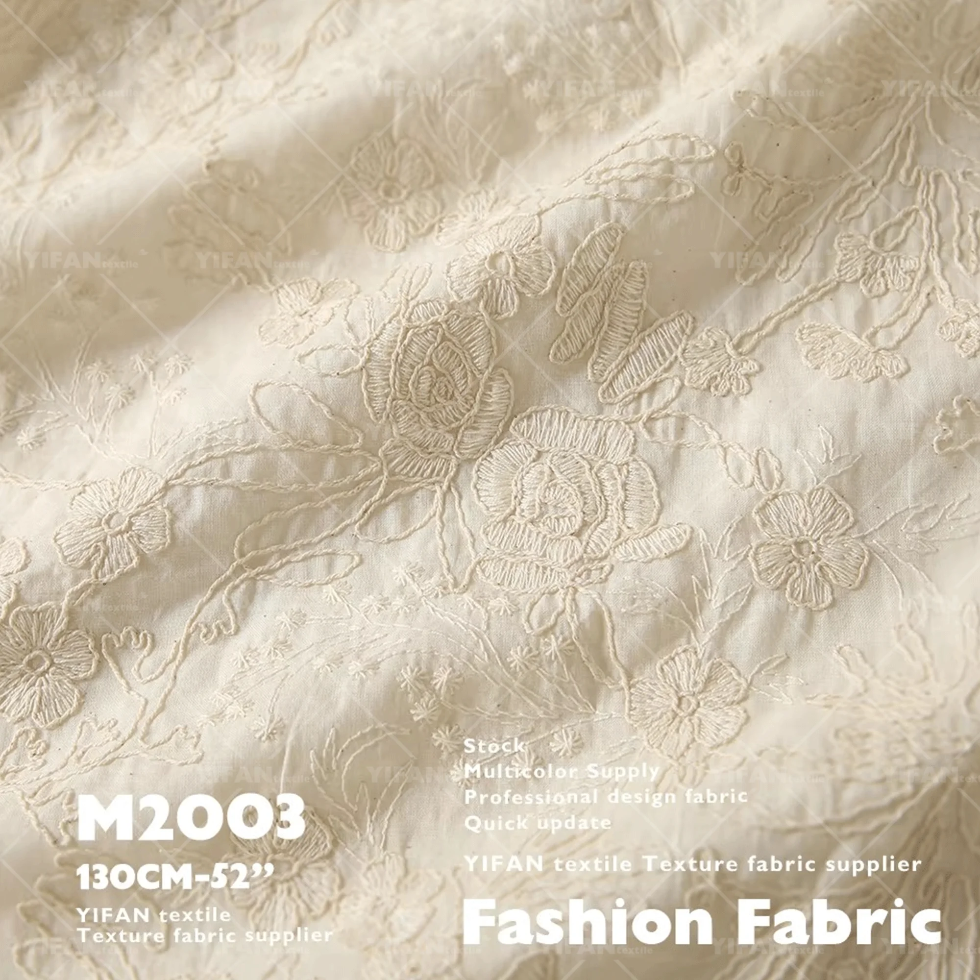 100% Cotton Fabric High Quality 3D Branches And Flowers embroidered Fabrics For Baby Kids Clothing Bag