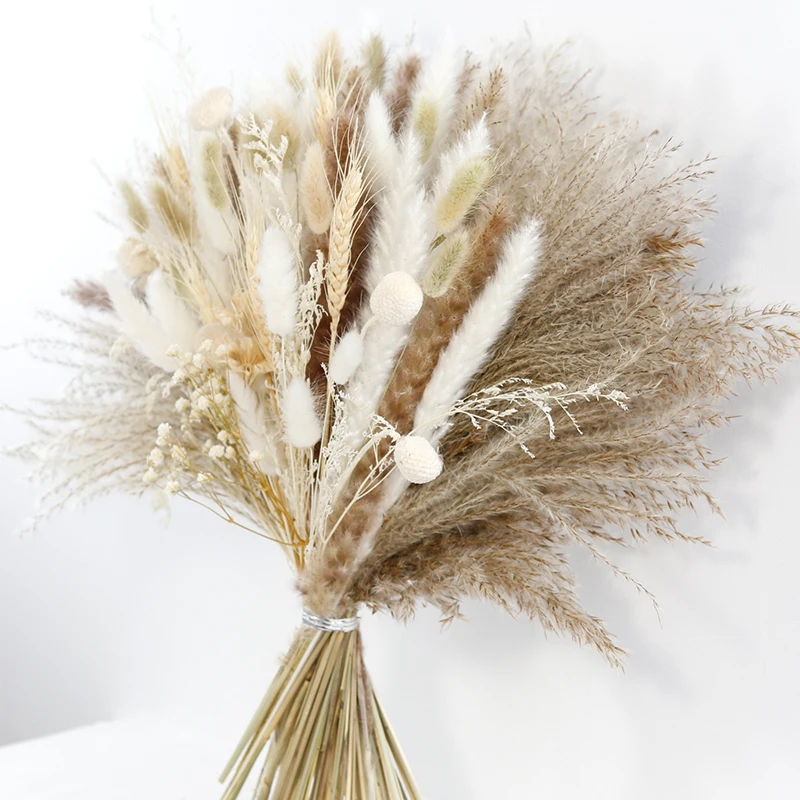 CH-029 reasonable price golden ball lagurus ovatus Rabbitail herb mixed  fluffy feather pampas grass dried flowers bouquet