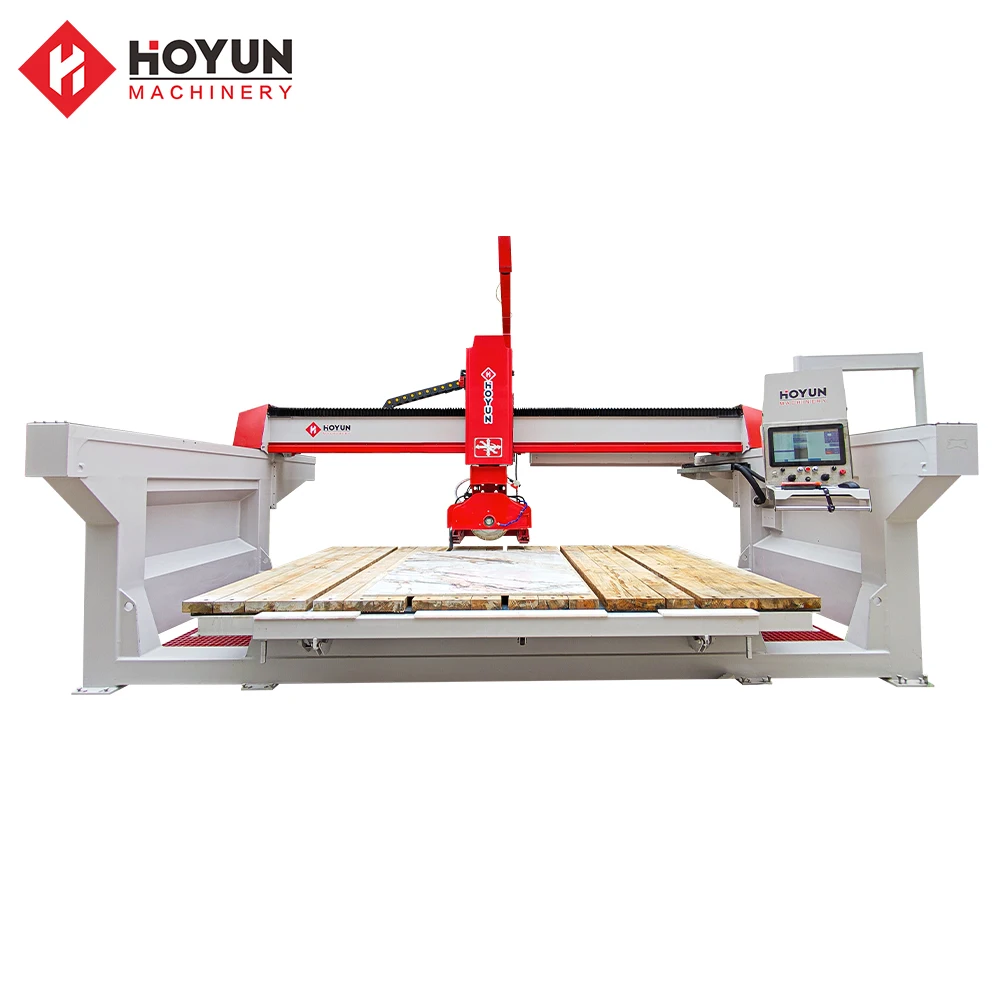 Hoongyi cnc stone cutting engraving machine 5 +1 Axis Bridge Saw plus milling sink cutting machine