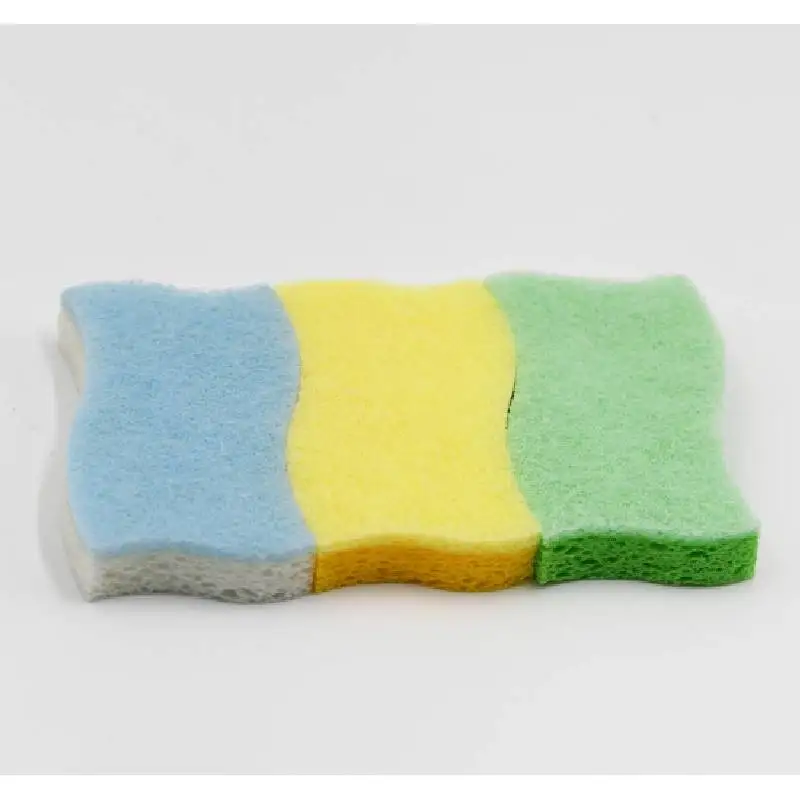 Natural Nylon Dishwashing Dish Sponges Household Kitchen Cleaning Scrub Sponges Cellulose Wood Pulp Sponge Set