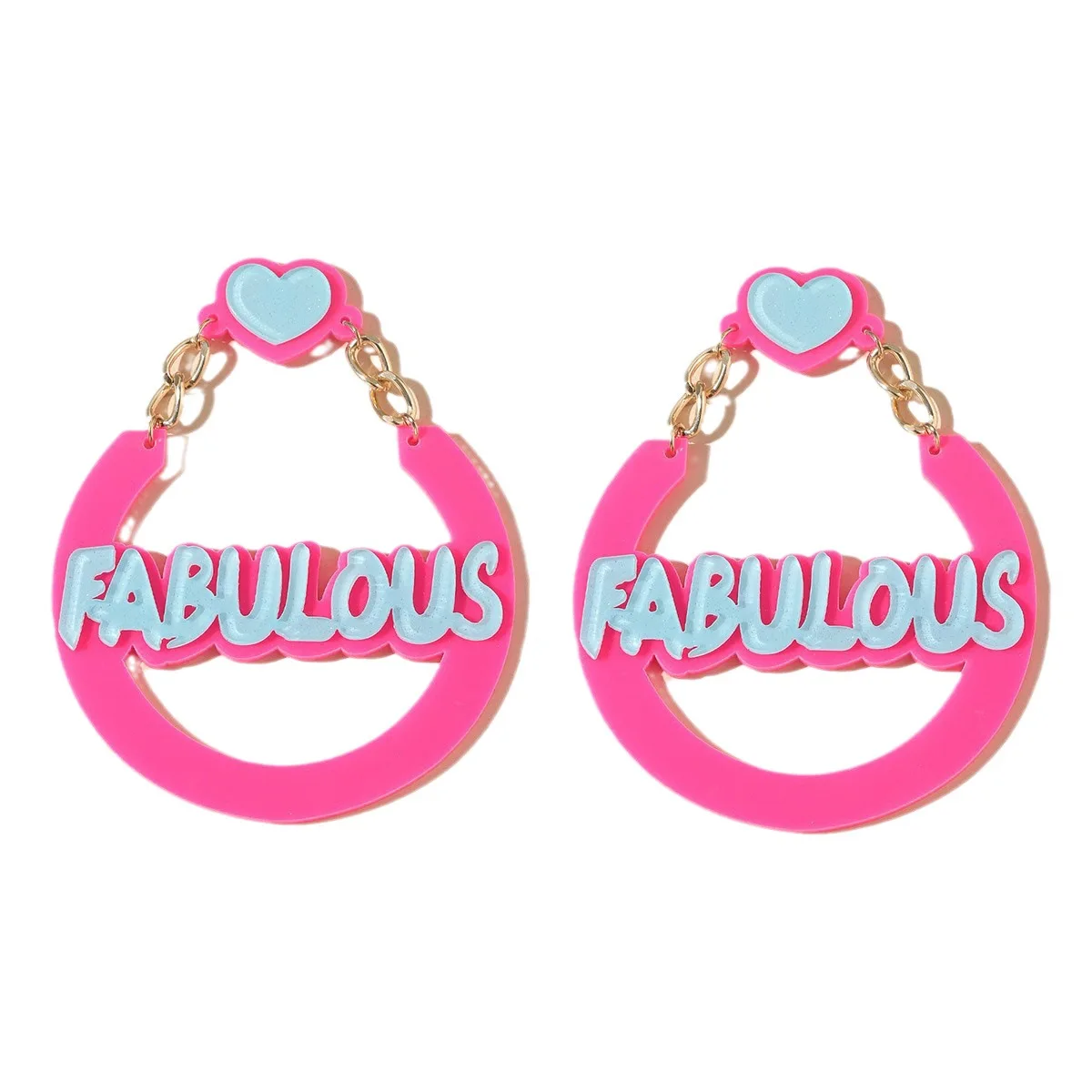 Duoying OEM personalized Pink Princess Letter Custom Acrylic  resin Name hoop Earrings  for baby girl