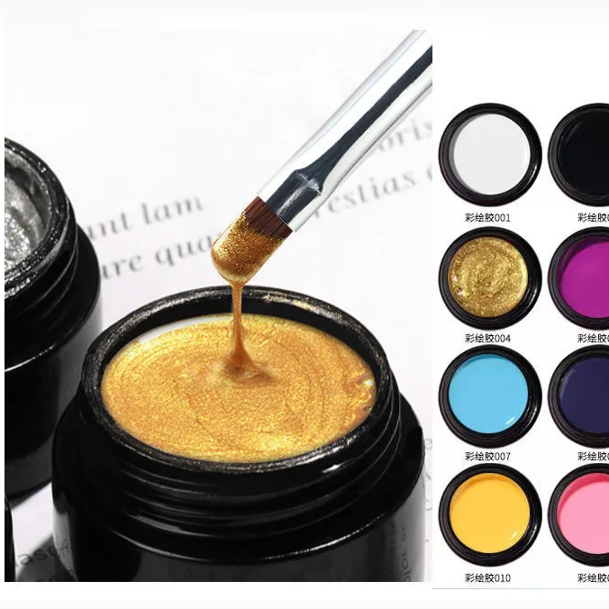 Wholesale Private Label 12 Color 8 ml Non-toxic False Nail  UV Nail Art Painting Gel