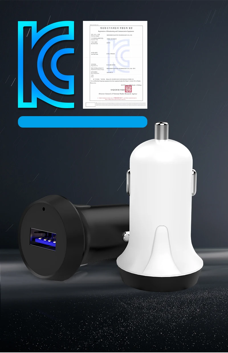 KC KCC Certification 5V 3.1A QC3.0 Dual 2 port 12V Quick Mobile Phone Universal Fast charger Factory Portable USB car charger