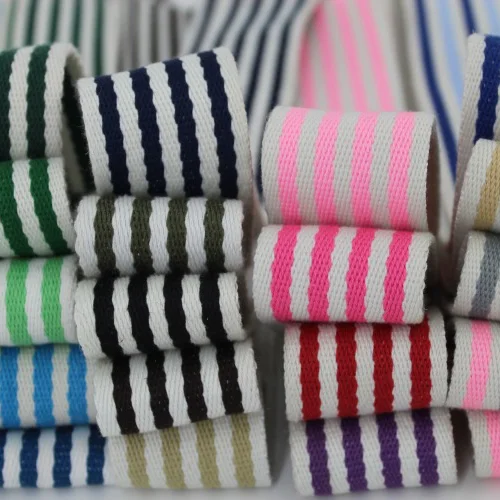 Colorful In Stock Wholesale High Density Garment Bag Jacquard Webbing Polyester Stripe Custom Cotton Webbing