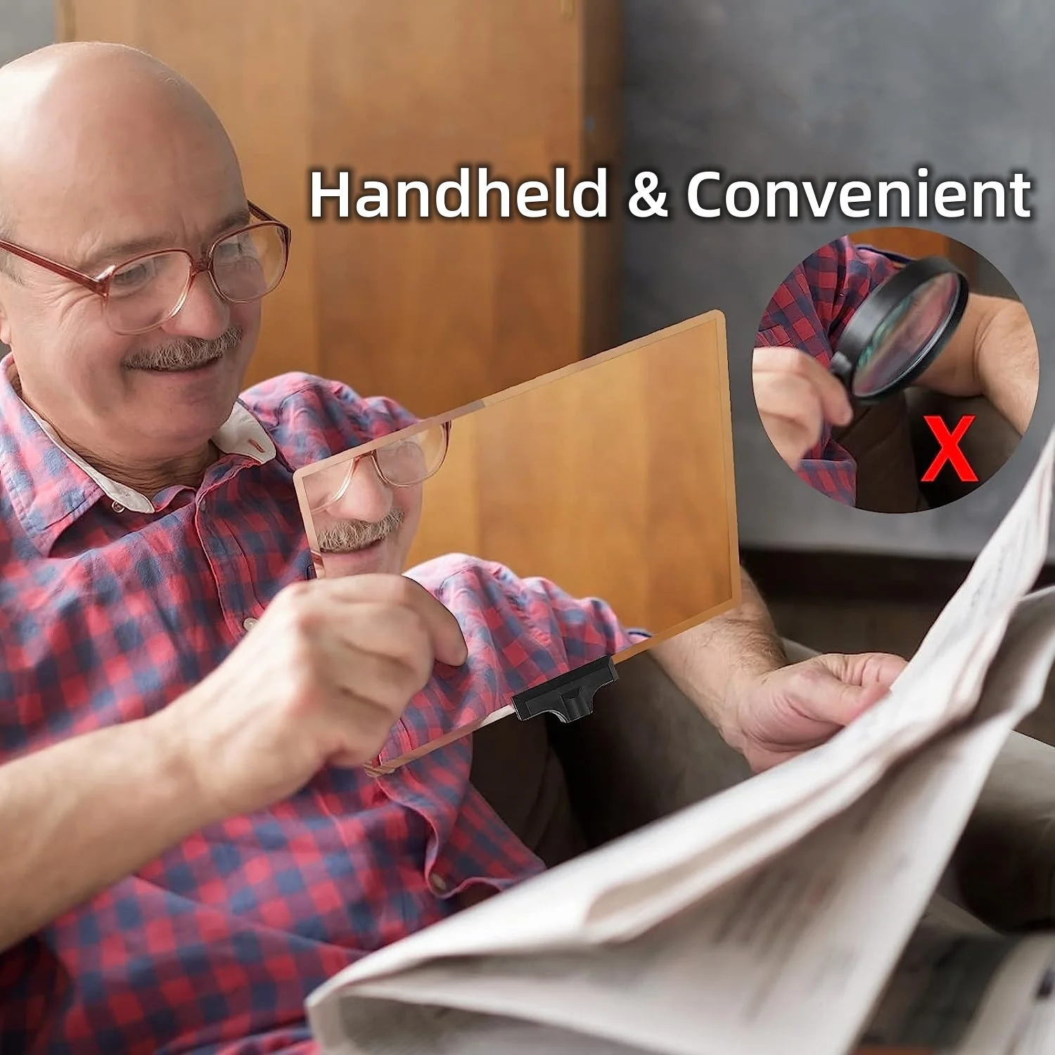 High Quality Hands Free 4X Magnifier Adjustable Flexible Magnifying Glass with Light and Stand for Reading