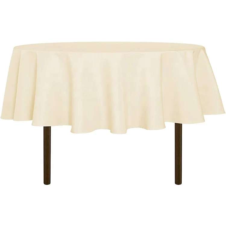 Pvc Table Cloths Round Tablecloth Water Resistant Spill Proof Washable Polyeste White Table Cloth