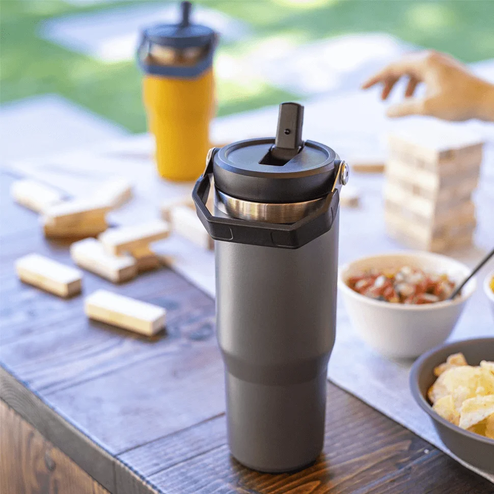 Reekoos  new design 40 oz Vacuum Car Boba Beer Mug Adventure Tumbler with Handle Travel Stainless Steel Cup