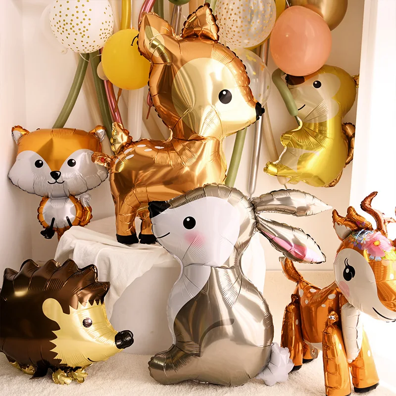 Animal Theme Foil Balloon Deer Rabbit Squirrel Safari Party Decor Adult Kids Birthday Decoration Supplies Globos balloons