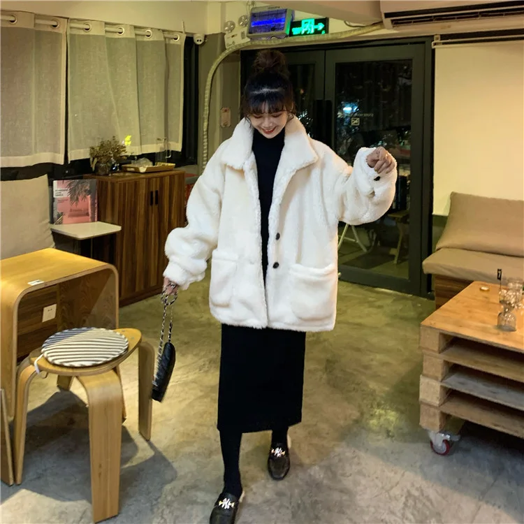 
Pregnant women wear autumn/winter lamb wool hoodie coat female autumn/winter loose versatile with fleece thickened warm jacket 