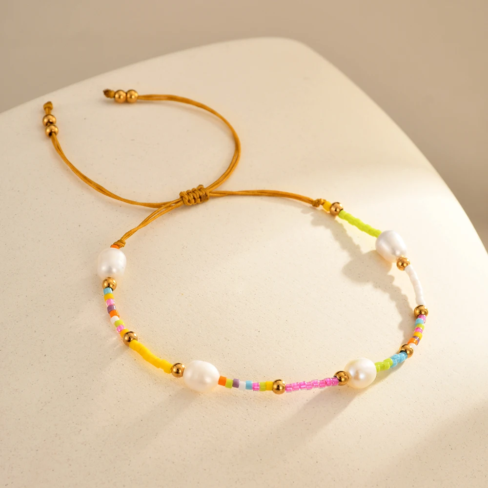 JY Fashion Bohemia Style Colorful Mix Bead Freshwater Pearl Bracelets For Ladies Women Kids Jewelry Dainty Fashion Design