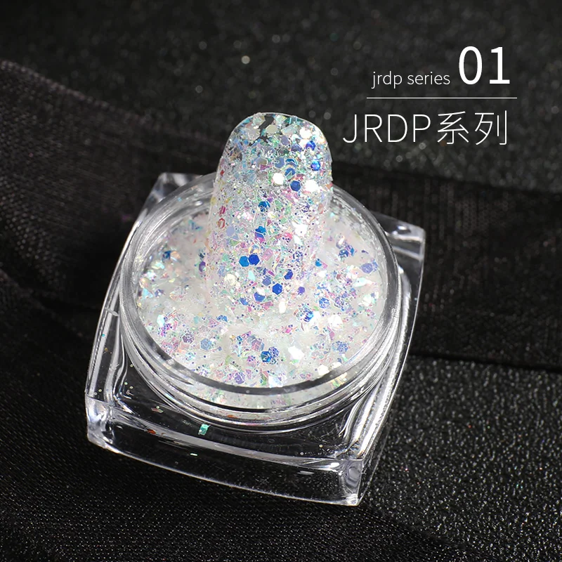 Special Colors Design  acrylic powder Glitter Nails Dipping Powder Kit 12 Colors White Sequins Solvent Resistant Dipping Powder