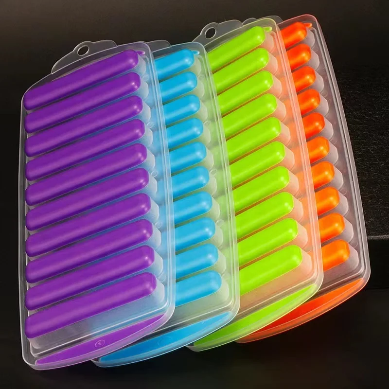Silicone Narrow Ice Stick Cube Trays with Easy Push and Pop Out Material, Ideal for Sports and Water Bottle