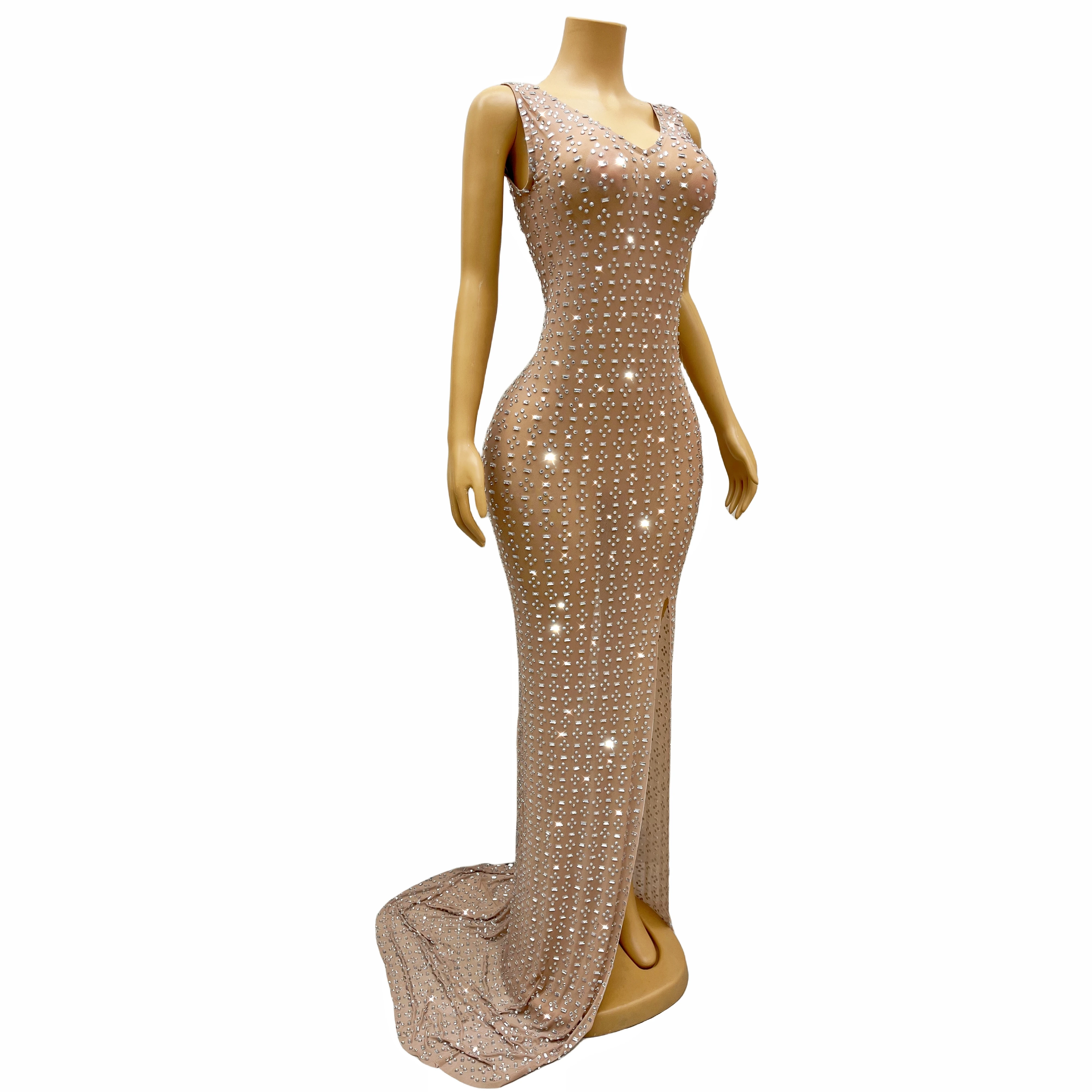 Rhinestone Customized New Arrival Diamond Pearl Shinny Prom Dress Ball Gown Ladies Dresses For Wedding Guest Outfit