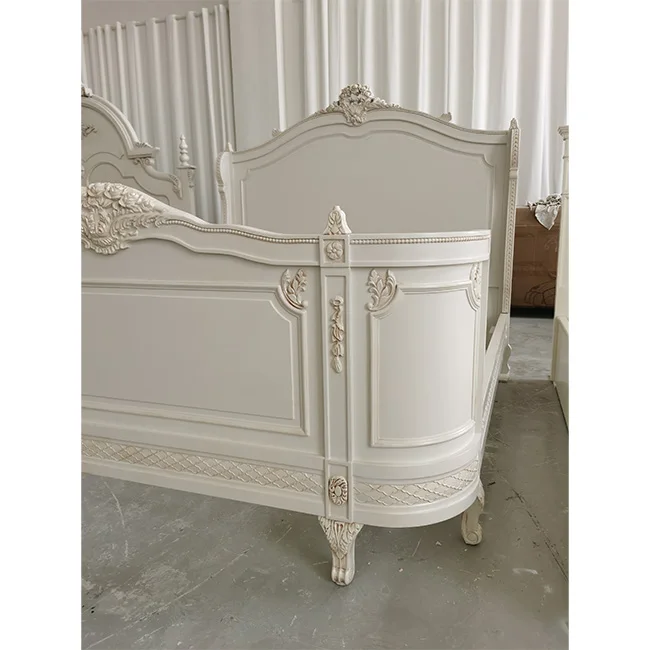 Новое поступление изысканная Резная Кровать в европейском роскошном стиле из цельного дерева