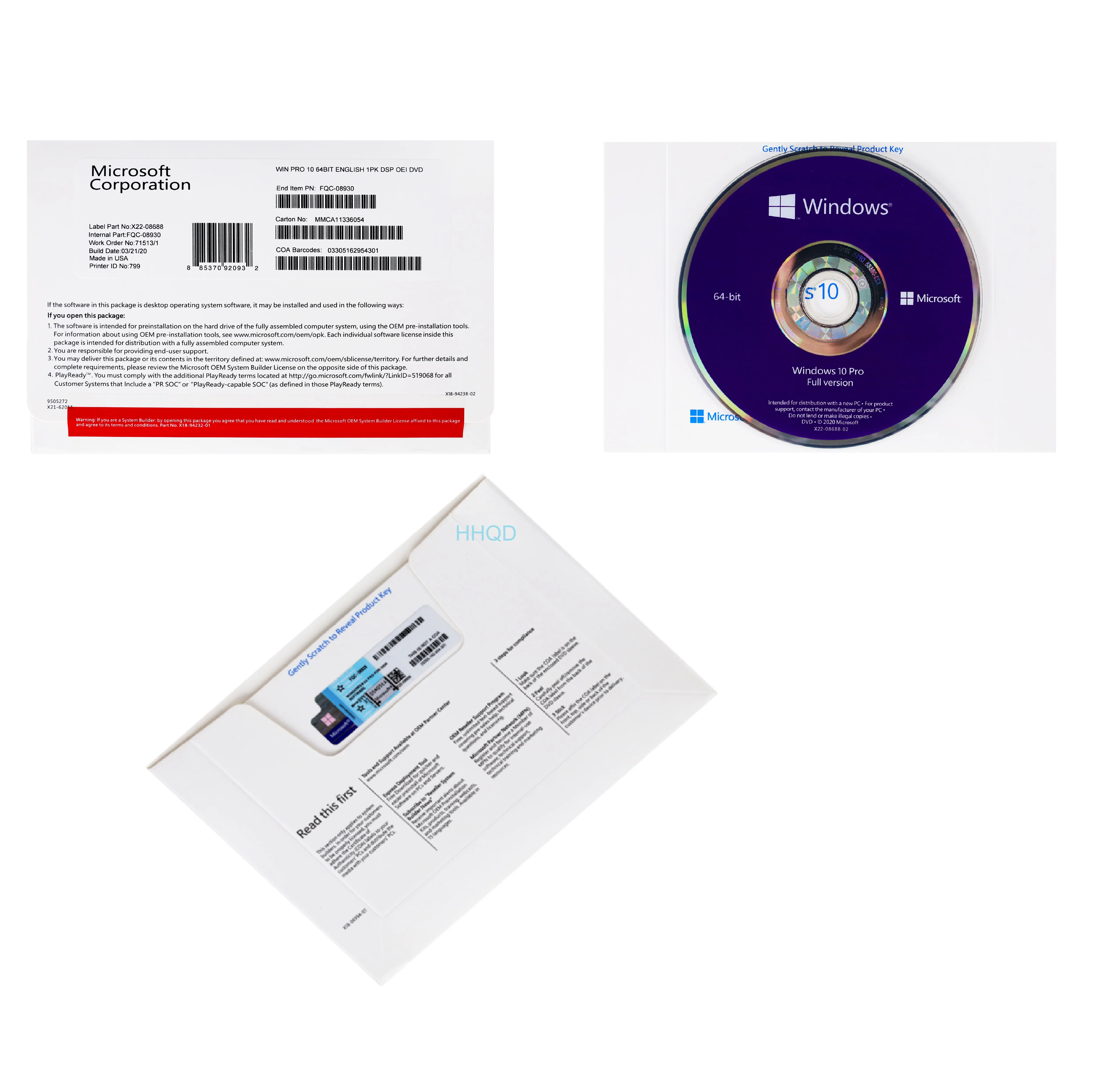Computer hardware Windows 10 professional  32bit 64 bit OEM license key activation online windows 10 pro oem dvd pack software