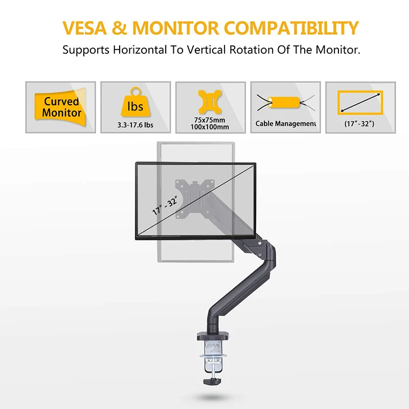 Single monitor arm height adjust monitor stand adjustable computer monitor stand