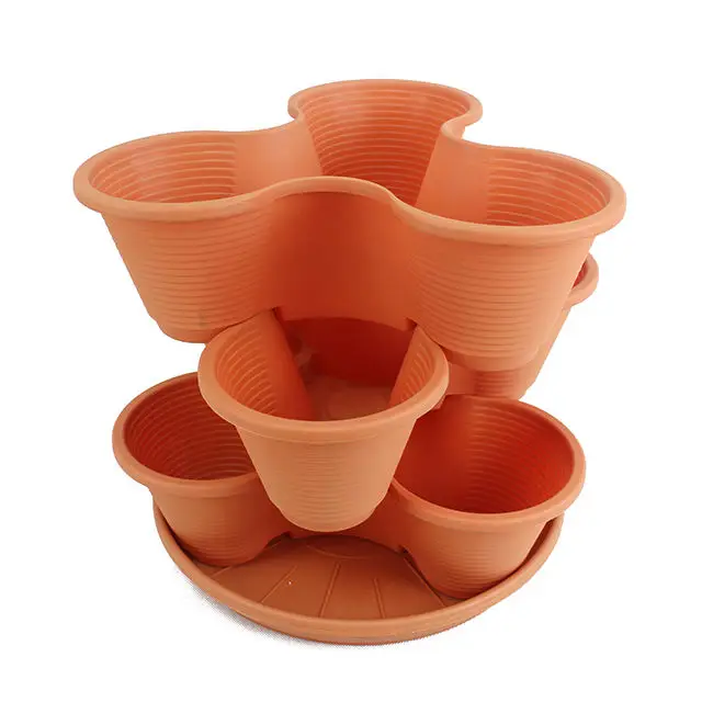 Home Decoration Stackable Triangular Plastic Floor Modern Balcony Garden Used With Flower Green Tower Flower Pot Plant