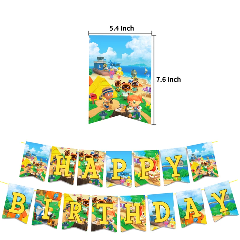 Animal crossing theme party decoration wholesale happy bithday banner latex balloon supplies