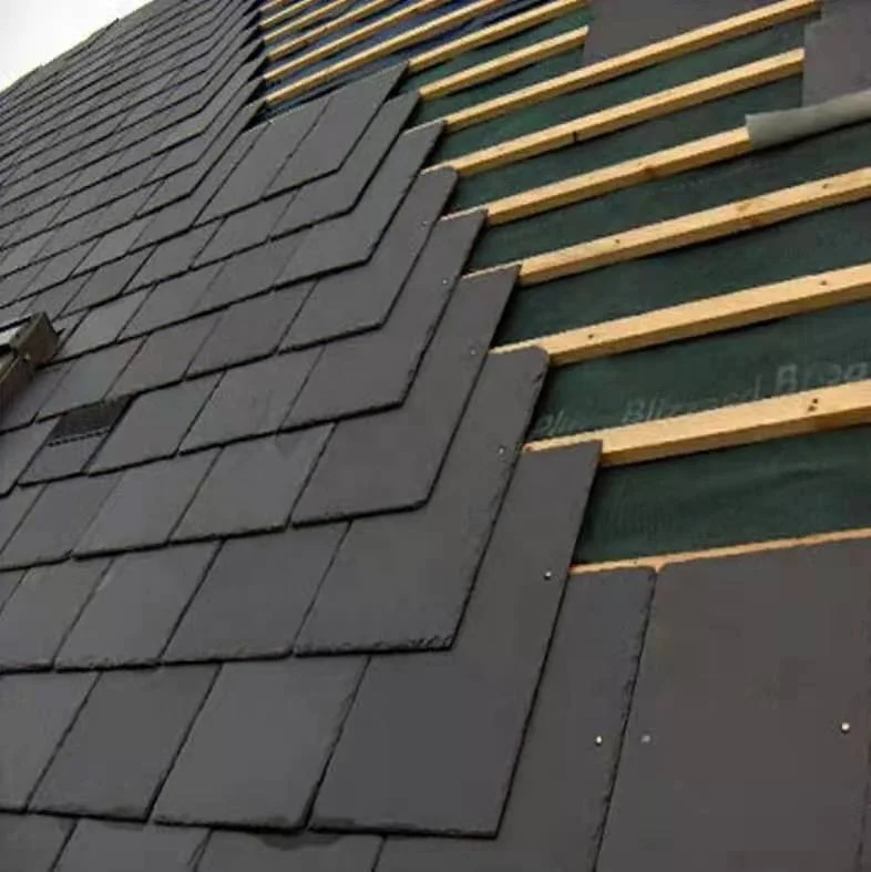 Natural  black  slate roofing tiles for roof covering