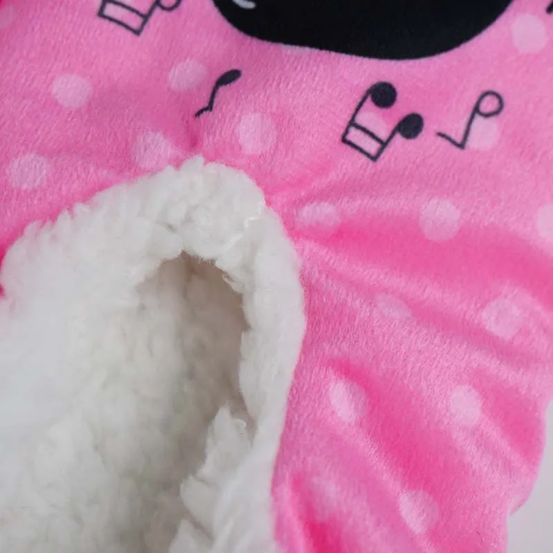 Print Micro Fleece Mismatch Ballerina Cute Cartoon Letter Winter Lady Slippers