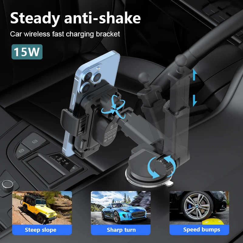 Горячая распродажа Автоматический Датчик выравнивания 15 Вт Qi быстрая Беспроводная зарядка автомобильный держатель на вентиляционное отверстие лобовое стекло приборная панель телефона