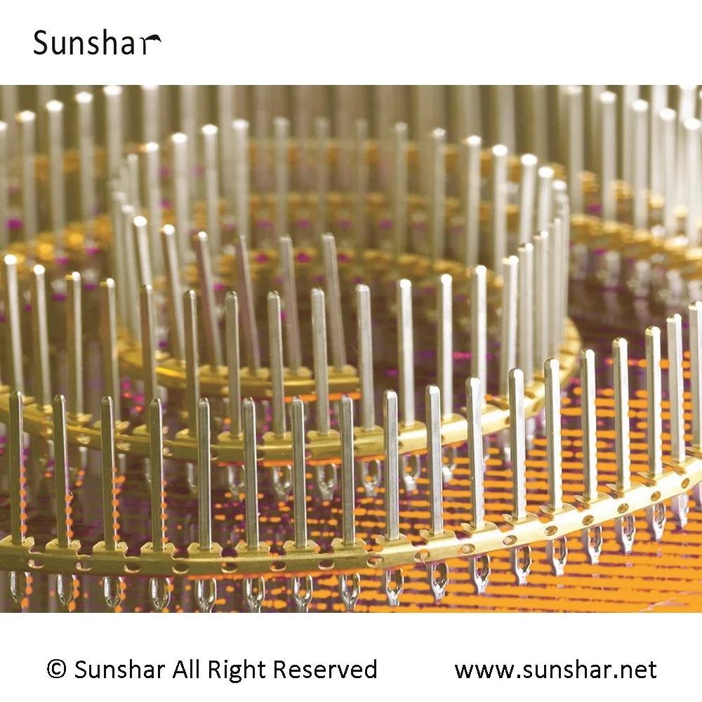 Sunshar customized round or square precision connector contact pin on a bandolier