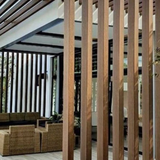 Factory Price Moisture resistant Waterproof Wooden Partition Designs Outdoor Division WPC Timer Tubes Partition Pricing