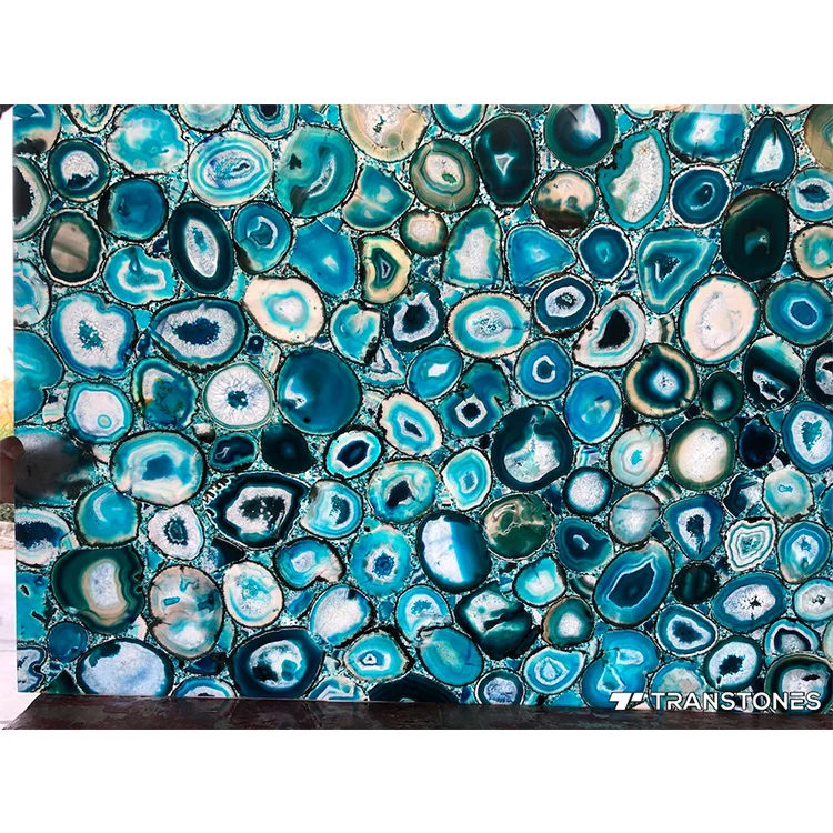 Blue Agate Stone Semi Precious Stone Natural Blue Agate Stone For Coffee Table