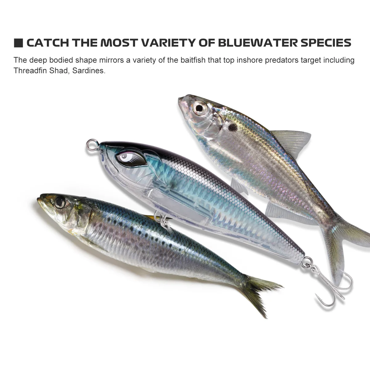 heavy duty Lures dive 38g sinking 4# treble hook saltwater species shallow water inshore twitchbait