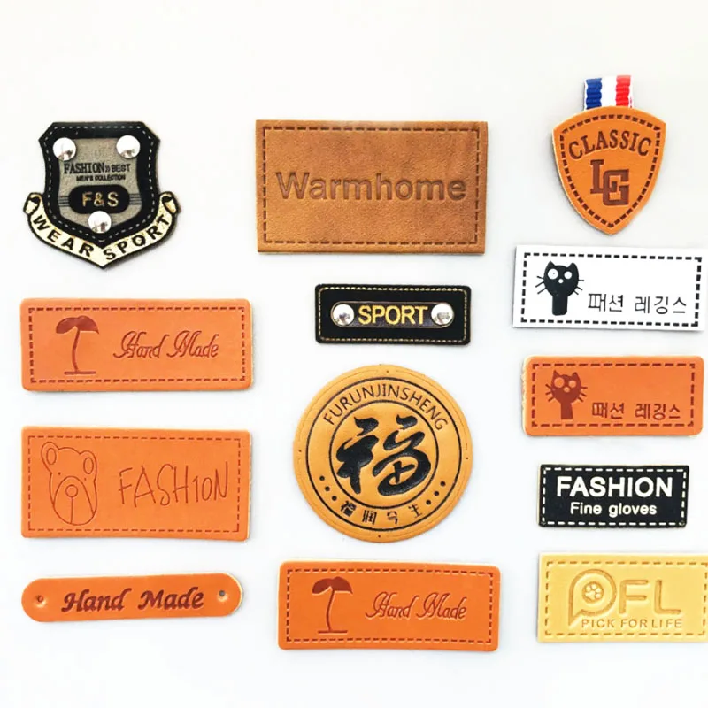 Custom high quality leather PU patches with logo for clothing accessories bags jeans