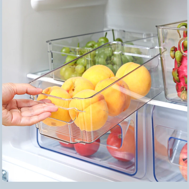 Clear Deep Pantry Organizer Bins Household Plastic Food Storage Basket