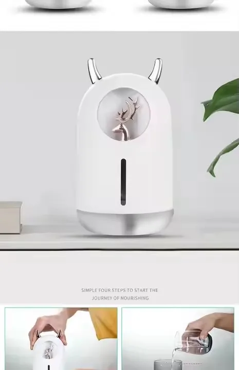 Deer / Unicorn Christmas Mini Ultrasonic Atomizer Usb Air Humidifier With Colorful Light