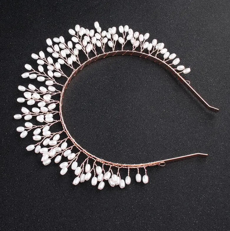 Wholesale Newest Braided Baroque Wedding Headband Luxury Bridal Pearl Crown for Women Girls Party Hair Accessories