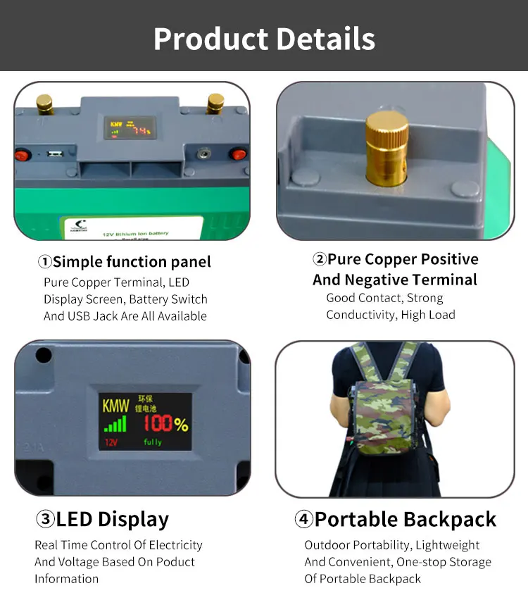 OEM light weight portable battery pack 12v 100ah lithium ion li-ion batteries Outdoor Portable Lightweight Fishing i-ion Battery