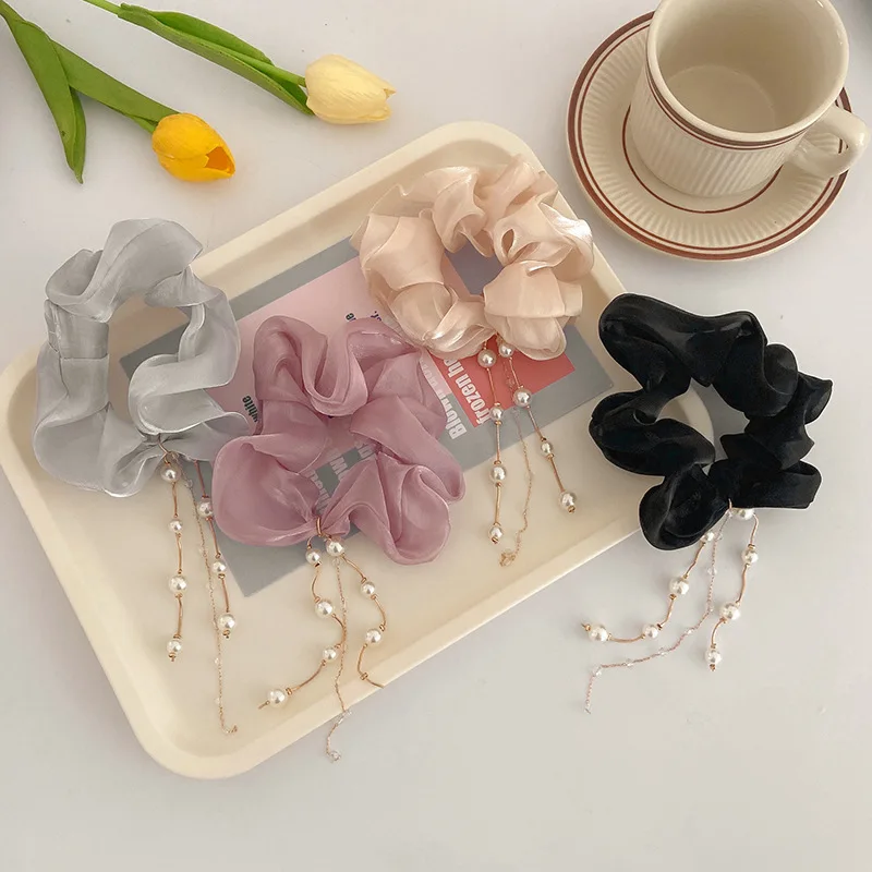Large Solid Color Silk Scrunchies Fashion Scrunchy Hair Band Elastic Scrunchies In Various Colors