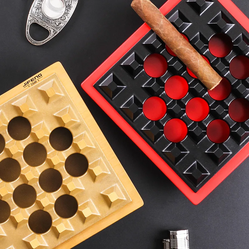 Luxury Creative Cigar Ashtray Fashion Metal Cigar Ashtray Multi Seats Square Ashtray For Cigar
