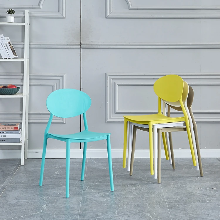 Colorful nordic designer bar dining monolithic contour stackable reliable back modern design lounge dining plastic white chair