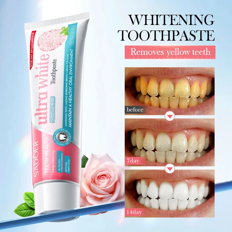 SADOER High Quality Oral Cleaning and Tooth Care Rose Salt Bright White Stain Removing Gingival Toothpaste