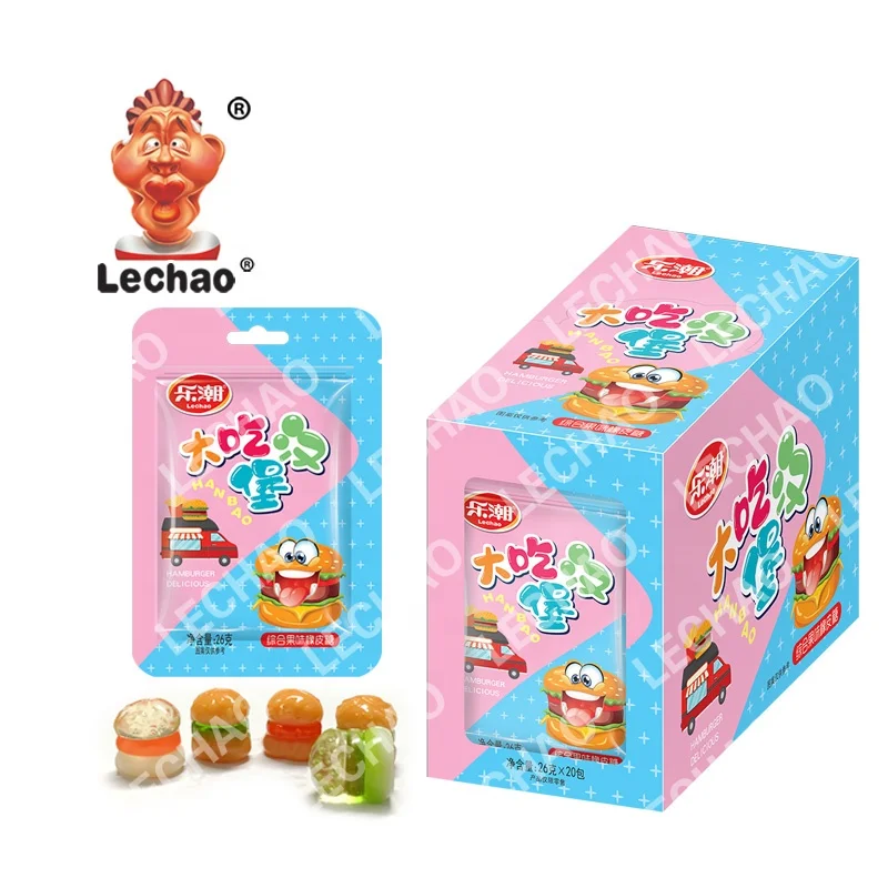 3D Hamburger Wholesale Halal Confectionery Gummy Mini Burgers Jelly Candy and Sweets