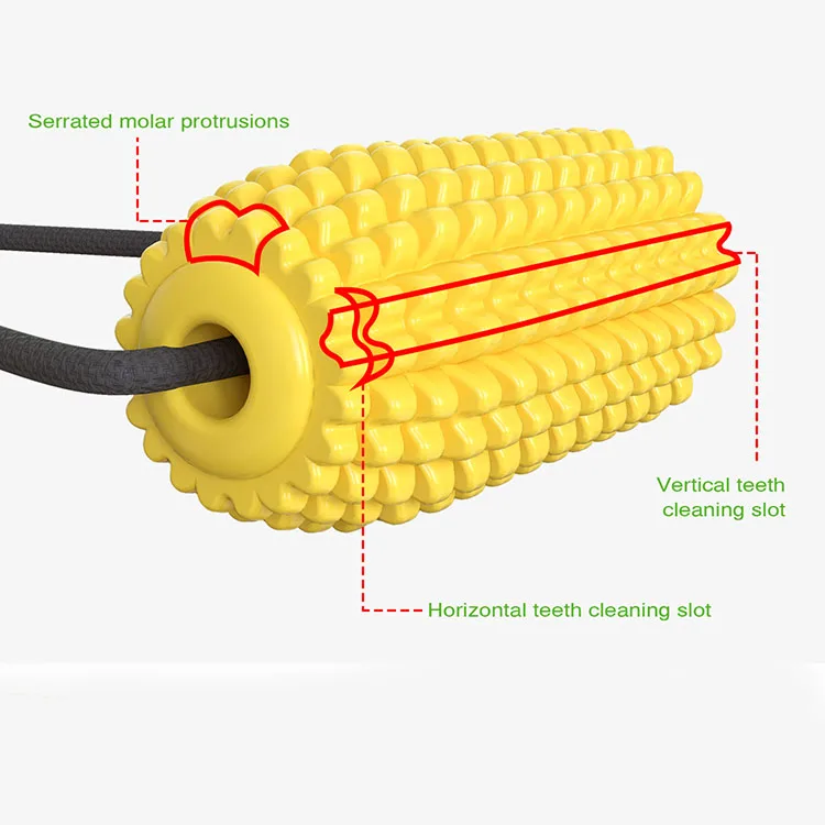Amazon Hot Selling Interactive TPR Pet Toys Double Suction Cup Drawstring Dog Toy Bite Resistant Corn Shape Dog Chew Toy