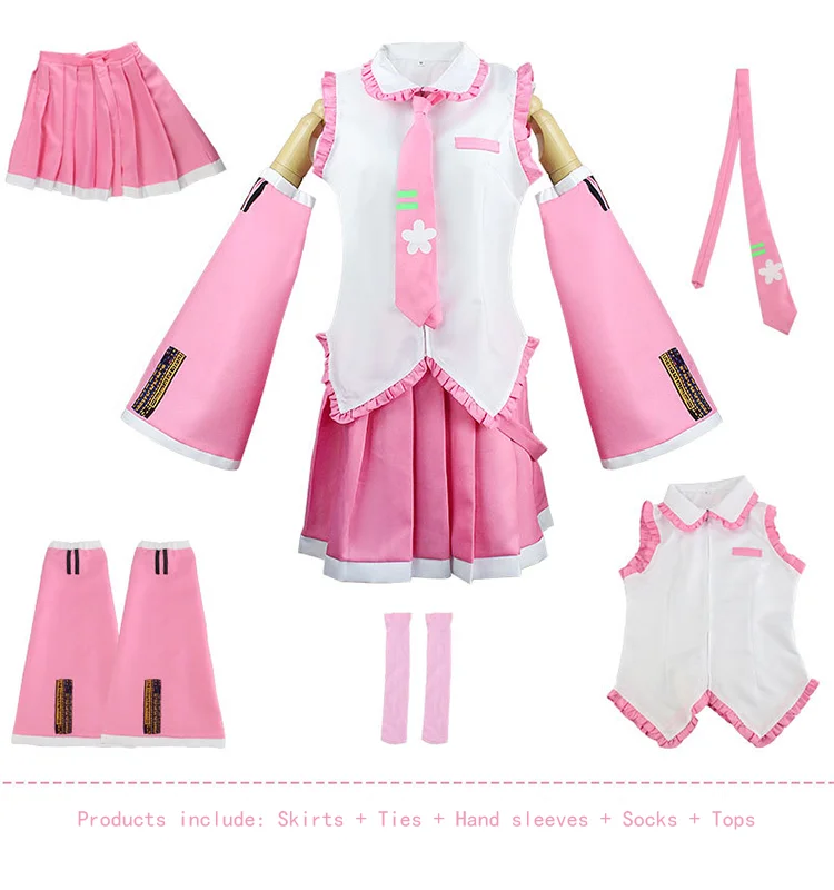 Anime MikuVocaloid Full Set Cosplay Clothing Short Sleeve Mini Dress Outfits for Halloween & Game Parties Customizable Costumes