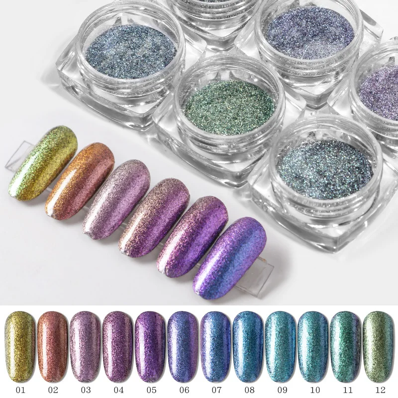 Nail 12 color set infiltration magic powder super fine shiny gel nails acrylic glitter powder