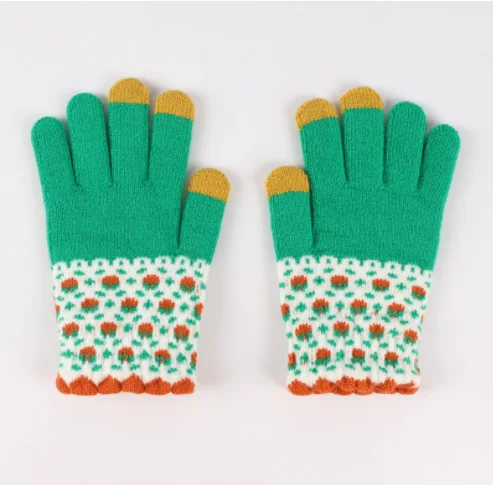 Custom Knitted Gloves for Winter Acrylic Thick Jacquard Women Gloves