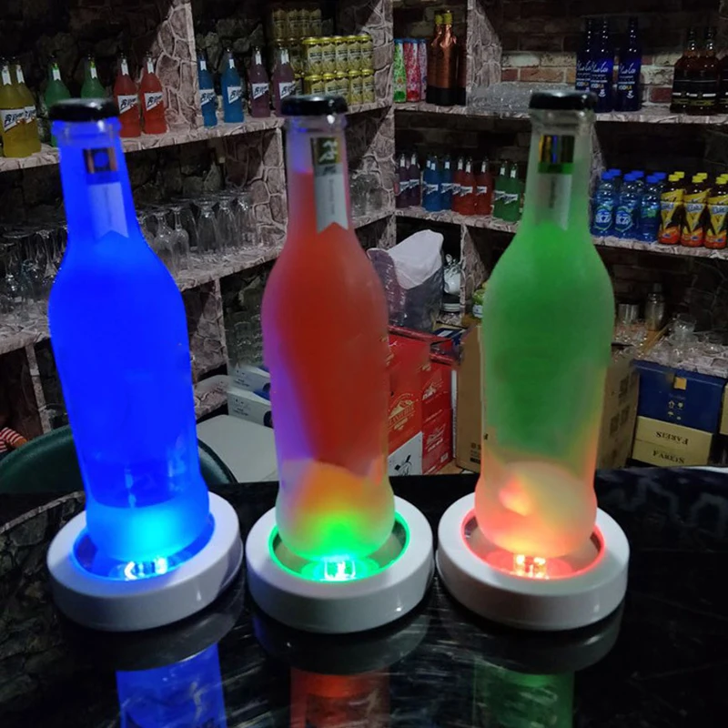 Mini LED Coaster Glow Bottle Light Stickers Bright Xmas Nightclub Bar Party Vase Decoration LED Glorifier Drink Cup
