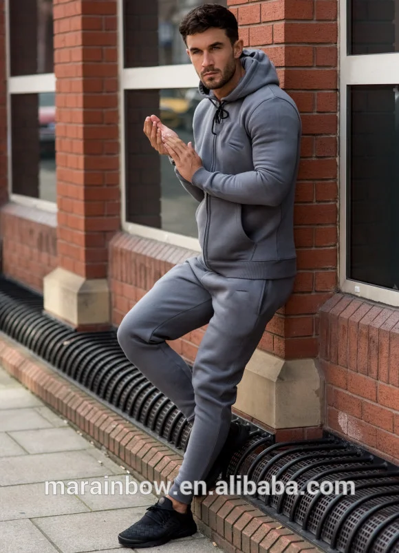 Tech fleece tracksuit 70% cotton 30% polyester fleece lining hoodie tapered jogger pants men latest design tracksuit