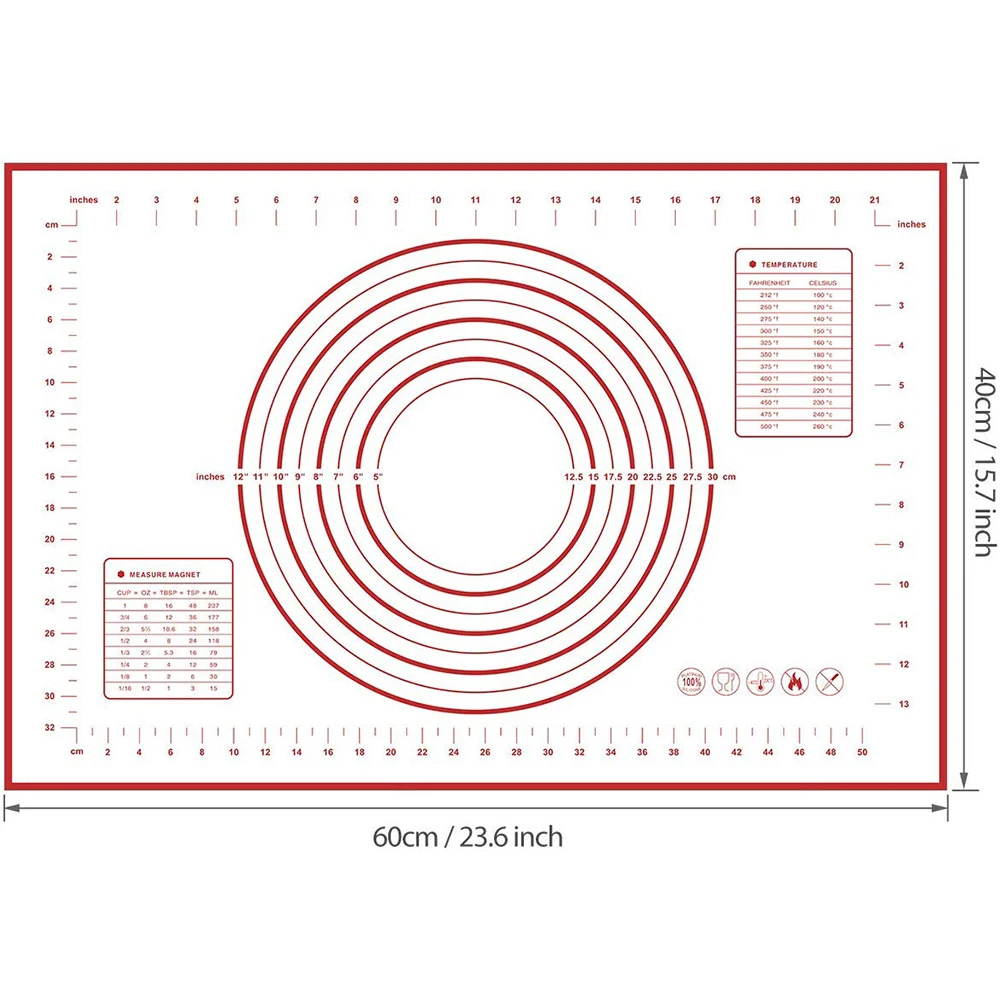 BPA Free Anti-Adhesive Fiberglass Pastry Baking Silicon Mat 60 * 40 For Knead Dough, Bakery, Cake