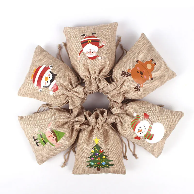Promotion Small Burlap Fabric Gift Wrap Lightweight Gift Bags For Guest Party Weeding Birthday Christmas Santa Sack